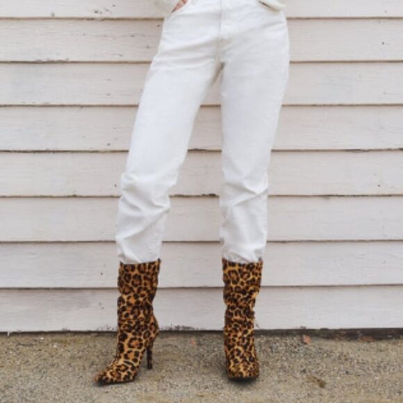 Zara Women’s Animal Print Heeled Leather Ankle Boots - Picture 7 of 15